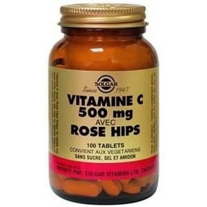 Vitamine c avec rose hips 500 mg 100 tablettes solgar